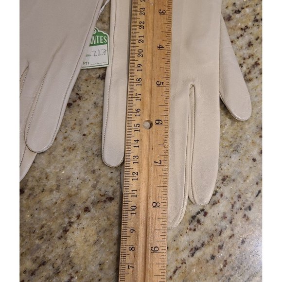 New! Size S 7 Soft Leather Beige 8.5" Formal Gloves Stitching Wrist Detail - Picture 10 of 12